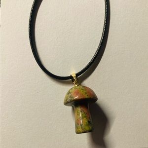 Unakite Mushroom Crystal Necklace